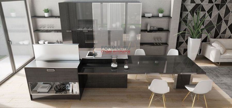 Кухня Berloni Soho ROVERE nero china lucido